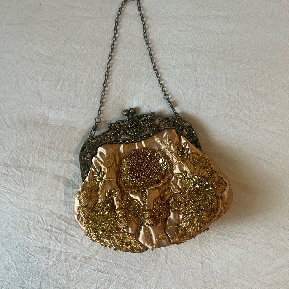 Elegant Gold Beaded Women's Bag